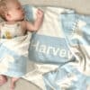 custom baby blue blanket with text