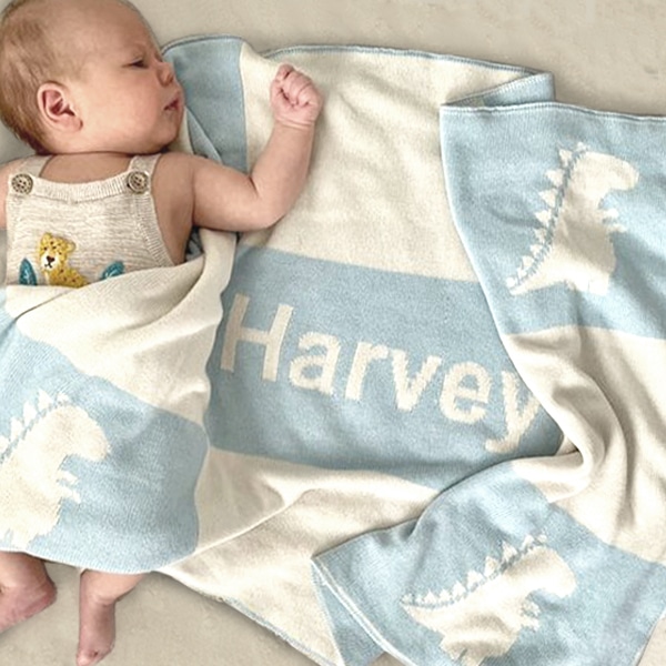 custom baby blue blanket with text