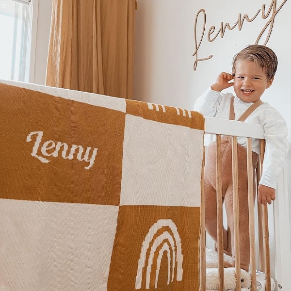 orange blanket with text