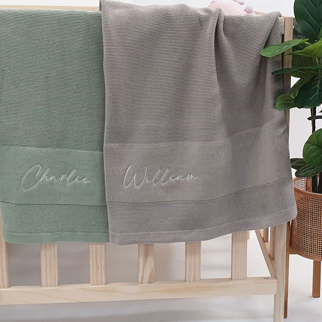 Beige Embroidered Name Blanket