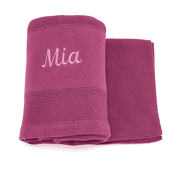 Magenta Embroidered Name Blanket