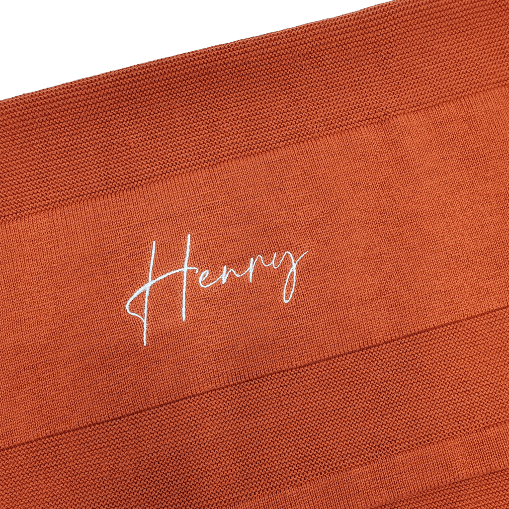 Rust Embroidered Name Blanket