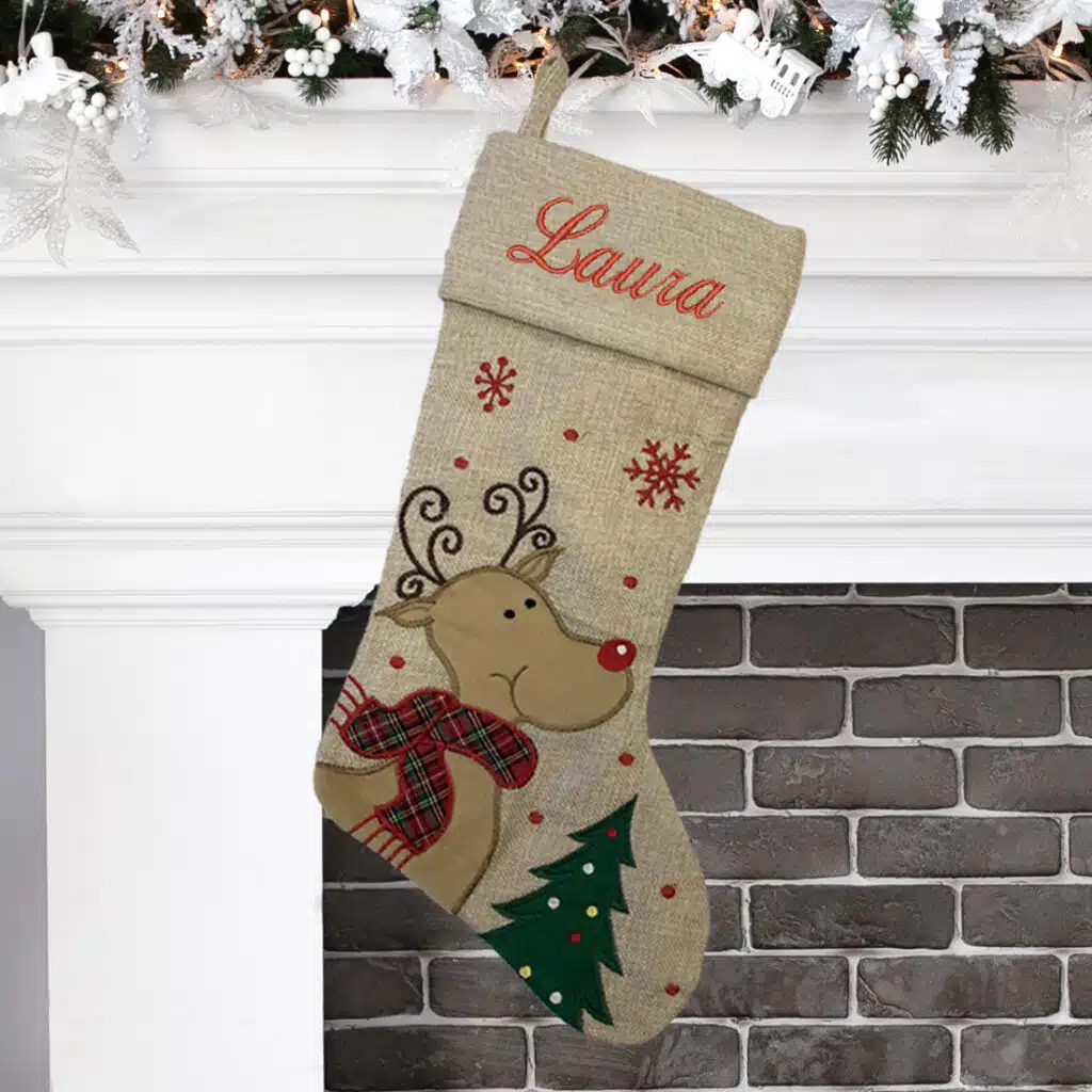 Modern Reindeer Christmas Stocking