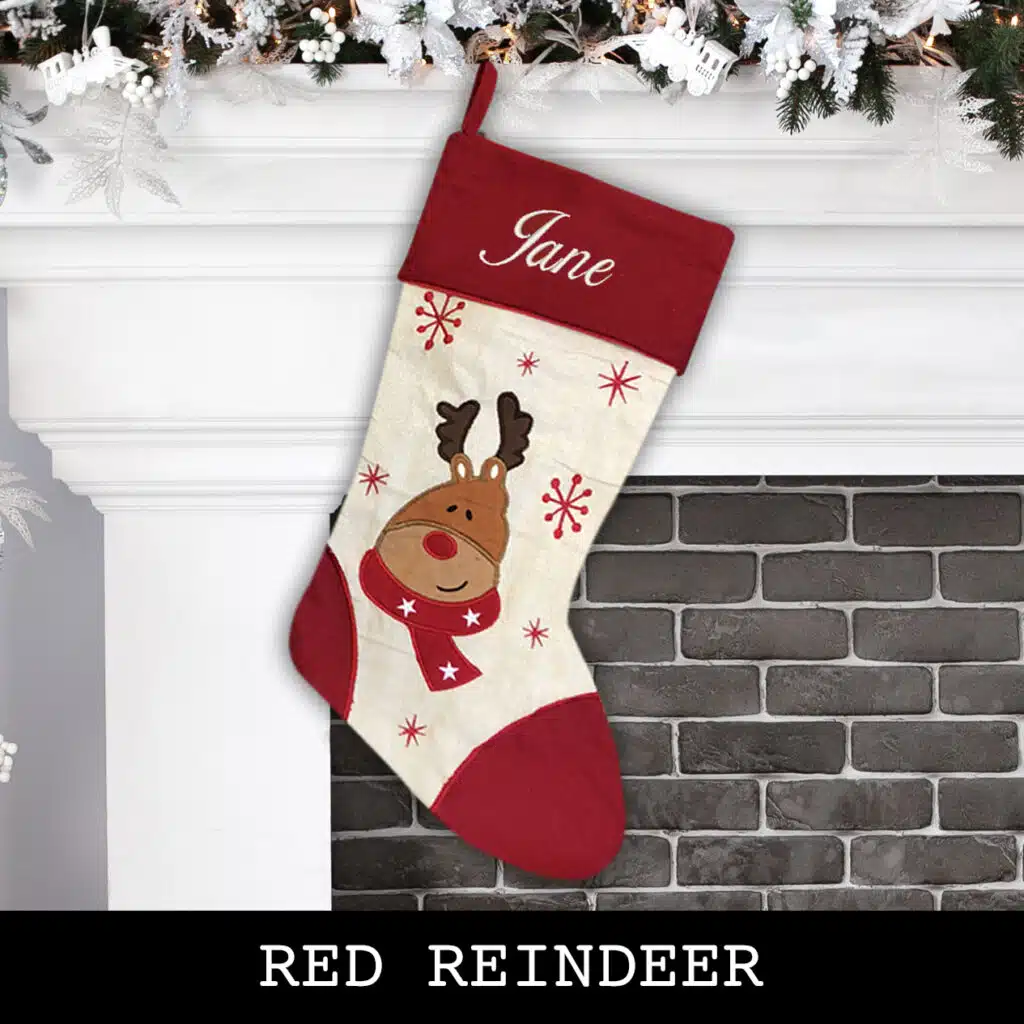 Red Reindeer Christmas Stocking
