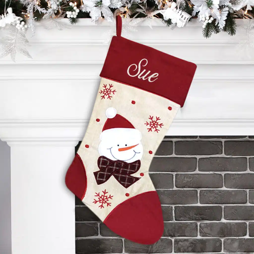 Red Snowman Christmas Stocking