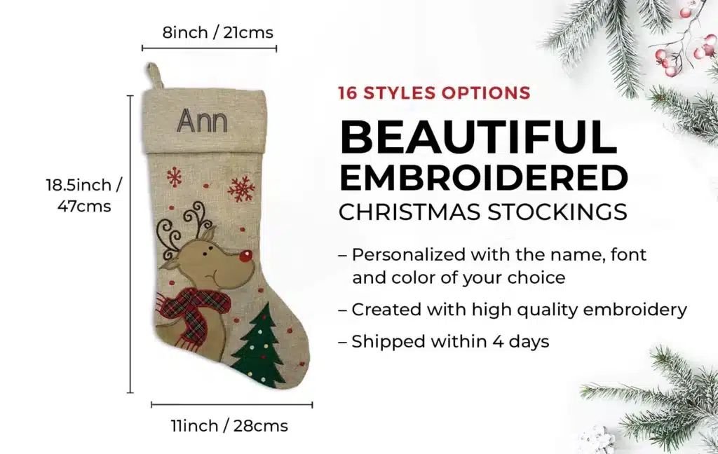 Modern Sleigh Christmas Stocking