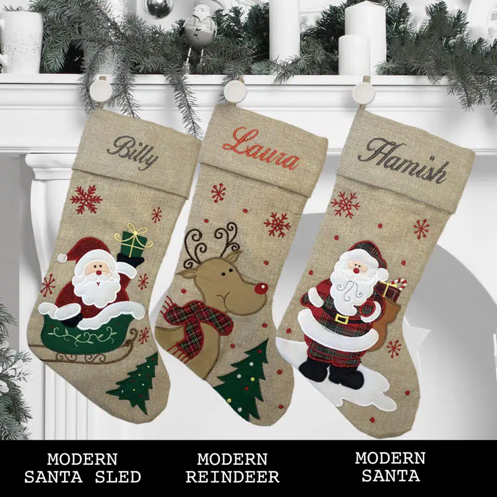 Modern Reindeer Christmas Stocking
