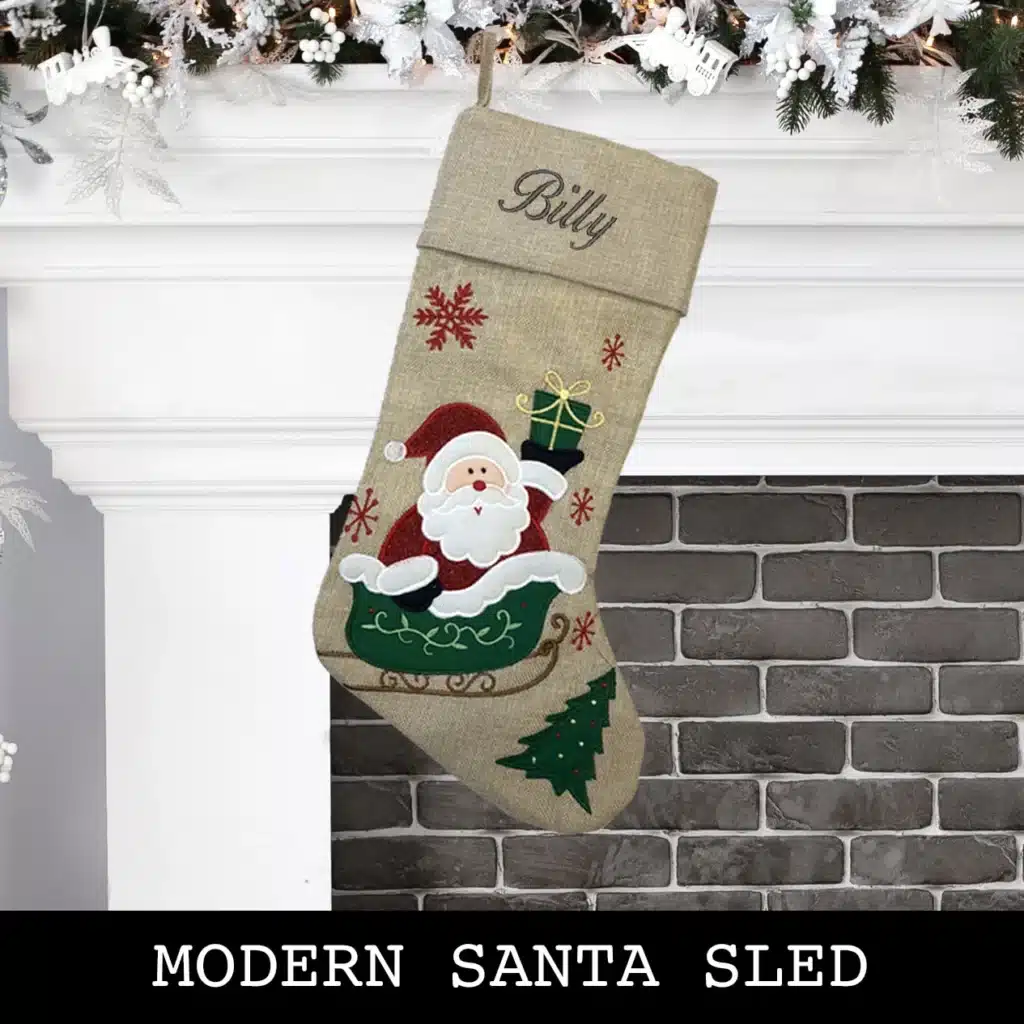 Modern Sleigh Christmas Stocking