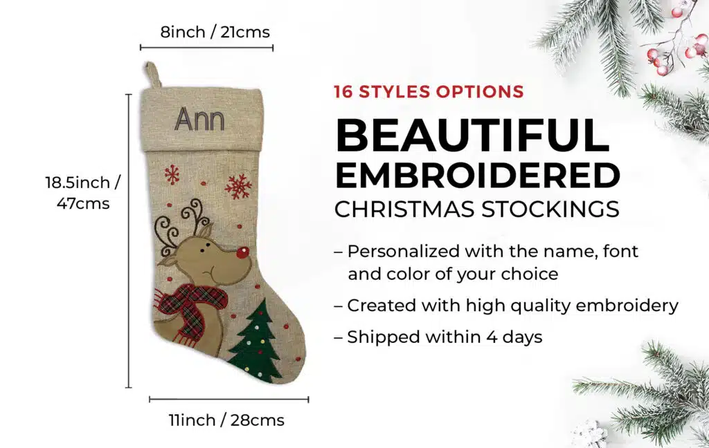 Modern Reindeer Christmas Stocking