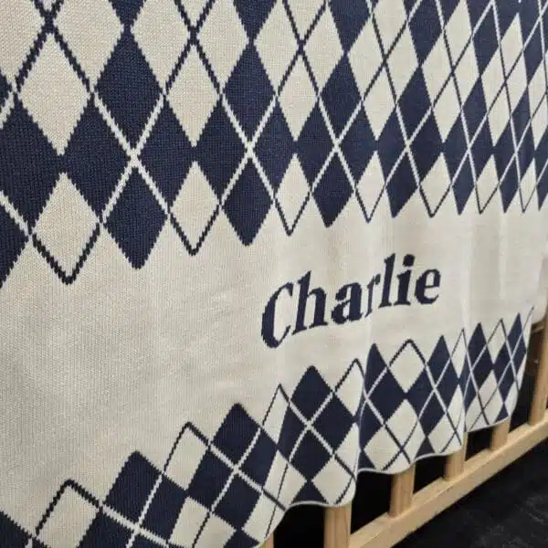 Custom Argyle Name Blanket Custom Argyle Name Blanket