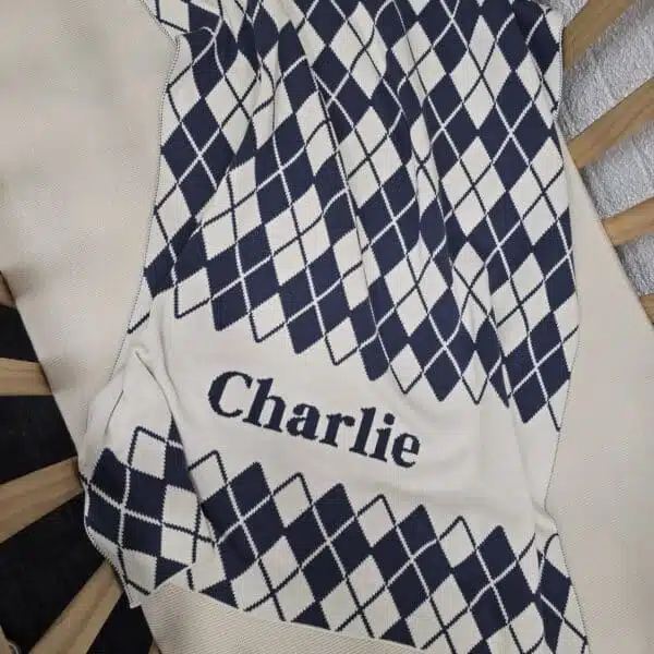 Custom Argyle Name Blanket Custom Argyle Name Blanket