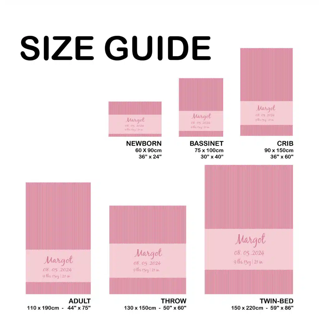Vertical Striped Birth Details Blanket
