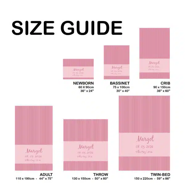 Vertical Striped Birth Details Blanket Vertical Striped Birth Details Blanket