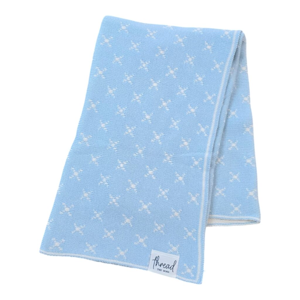 Preemie Blanket - Baby Blue Crosses