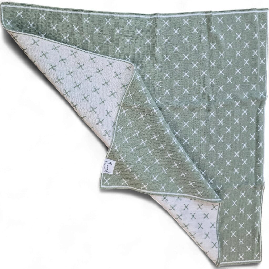 Preemie Blanket - Sage Crosses