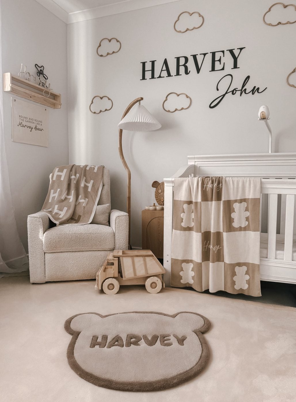A nursery with personalized Thread The Word blankets